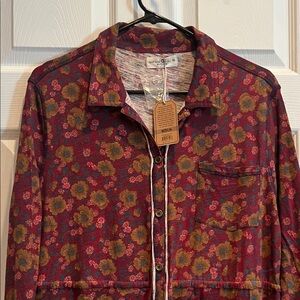 NATURAL LIFE Burgundy Floral Button-Up Dress